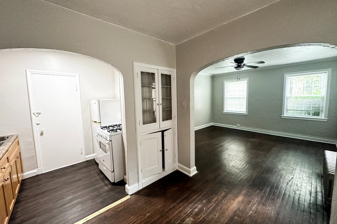 Living Room - Dining Room - Kitchen - Mayfield - Classic 1BR Steps from Lake View Cemetery | $995 Incl Parking, Heat, Water Utility Apartments