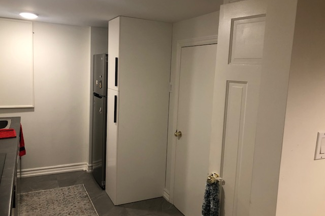 Kitchen /Fridge and pantry - New Lower Level Studio.  Natural light, Full kitchen. In-suite laundry. Side door entrance. Apartments