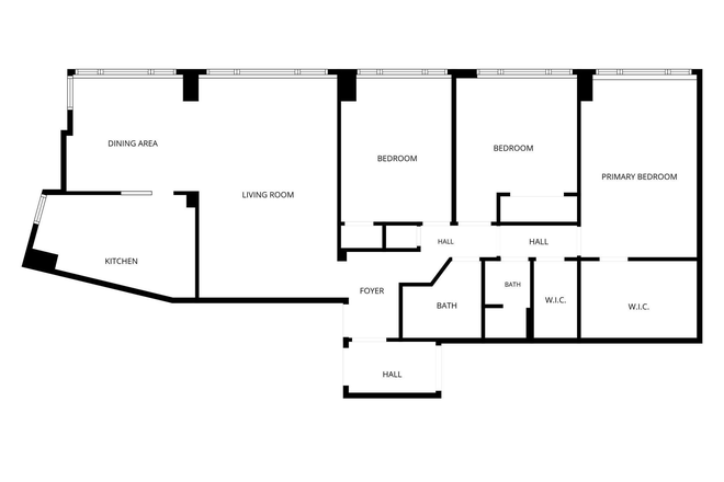 Floor Plan - Spacious Luxury 3 Bedroom Condo with 2 Baths