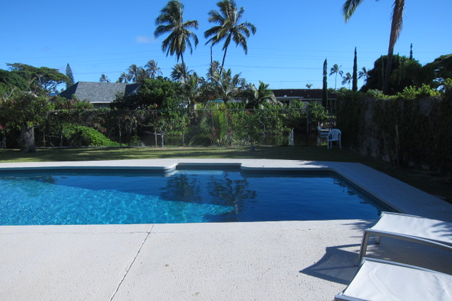 Pool and large yard on the canal - Fully Furnished Kailua Home with Pool