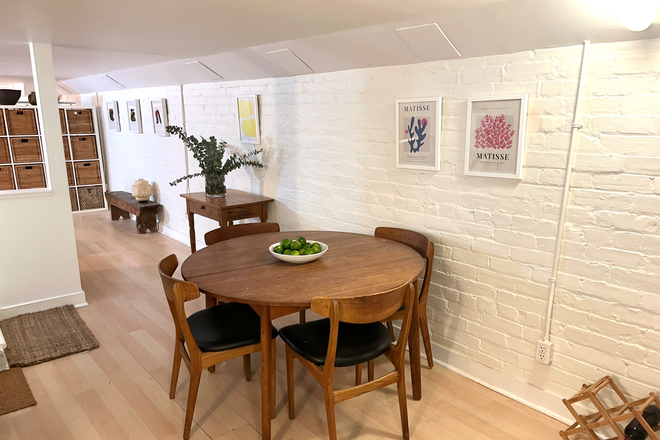 Dining area - Beautiful minimalist one-bedroom suite in leafy Dundas West/Little Portugal