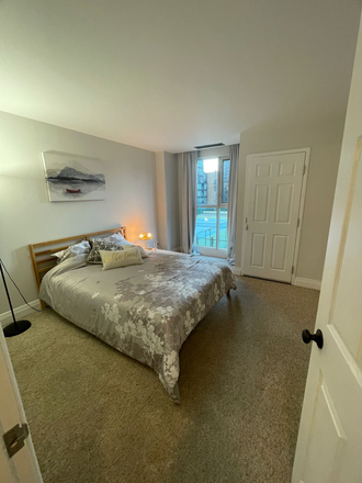 Bedroom - Furnished Bedroom With In- Condo Unit Laundry Next to Wellesley Station