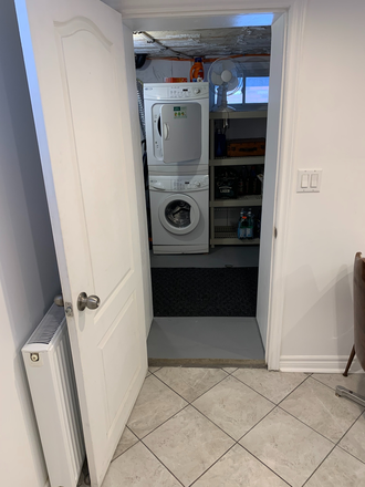 Laundry washer and dryer + storage area - Cozy Basement Apartment for rent ( lots  of natural light )