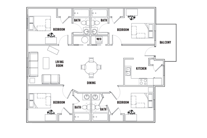 Floorplan of unit - University Club Apartments