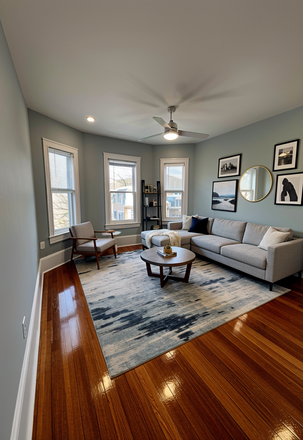 living room (virtually staged) - Renovated 3 Bed / 2 Bath near campus available 9/1/26!! Apartments