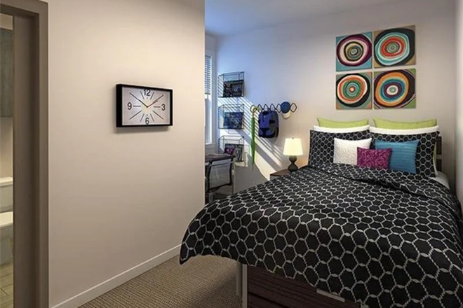 Bedroom (bathroom not visible but there) - FEBRUARY + MARCH FREE - lease takeover at Plaza on University Apartments