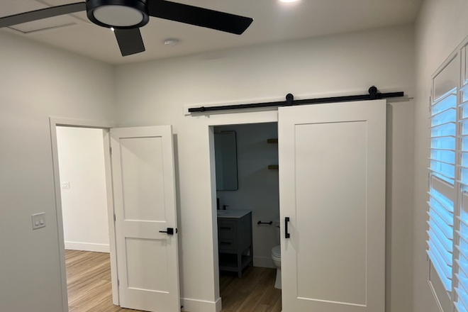 Bedroom looking to Bath - Walking Distance ADU for Rent - (2) Master Bedrooms with Full Bathrooms, Laundry and Kitchen House