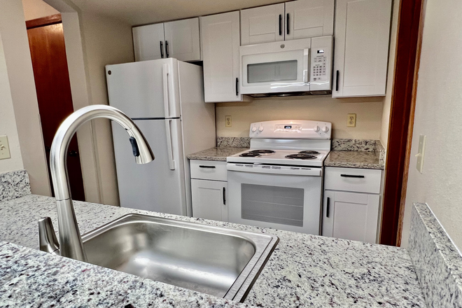 Kitchen with granite countertops and GE appliances - Clean, Contemporary 2 Bedroom Condo for Rent Near CU