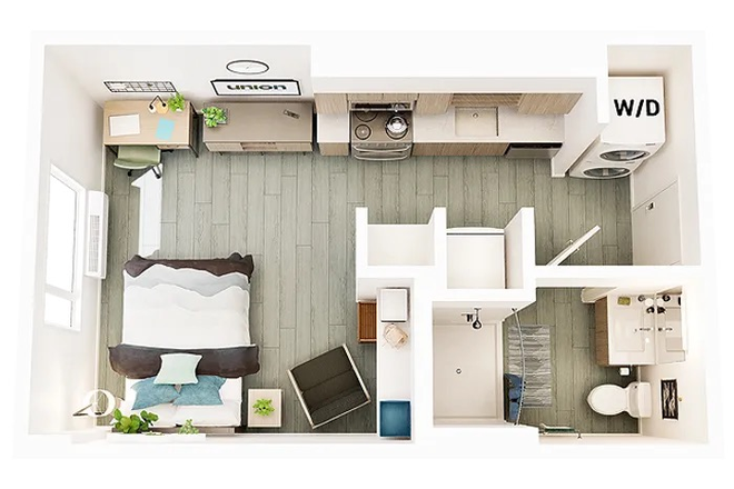 Layout - Union on Broadway Studio Apartment Summer Sublet (Late June to August 31) with Rent Negotiable
