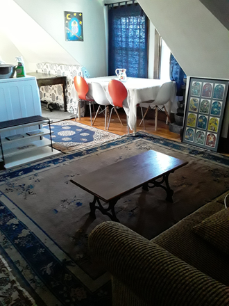 Upstairs living room/laundry room - Room in a 4-Bedroom House.  Newton Center, walking distance to BC!