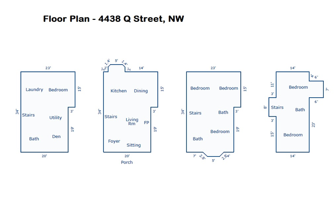 Four Floors (Ground + Three) - 4438 Q Street - a short walk to campus Townhome