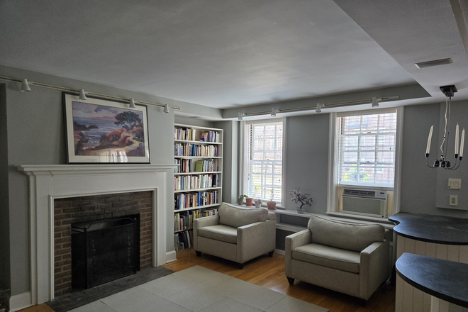 Living Room w/view of courtyard - Furnished 1BR apt-Palmer Square West-Princeton