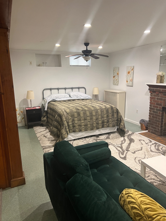 Bed view SEALEY POSTUREPEDIC MATTRESS - Luxury Basement Oasis: 1BR/1BA, Private Entry, EV Parking & Free Utilities