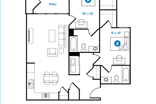 This is just an overview of the apartment, the room you would have would be bedroom A! - Yugo College Downs - Charlotte