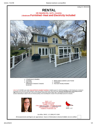 Flyer - Coventry Lake Front Rental 1st FL Duplex