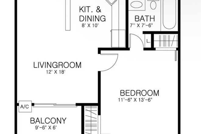 Floor plan - Summer Sublet Private 1b/1b + free stuff