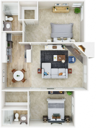 Room advertised is the room on the top. - Allina La Jolla Apartments - Shared Master Bedroom