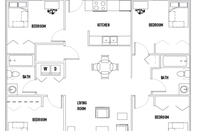 Floor Plan of 4x2 - Royal Village Apartment (Premium Location)