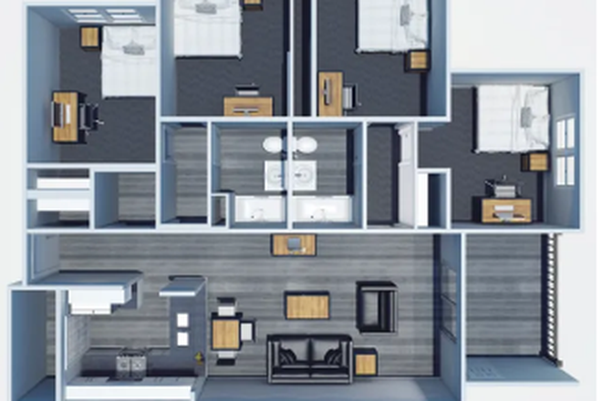 Floorplan - Harrison Apartments, close proximity to campus (1 month free rent included)