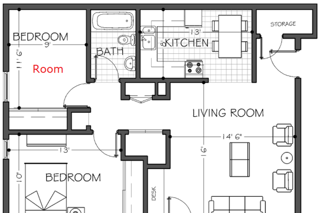 Apt. distribution - Fully furnished room in a 2 bedroom/1bath Apt next to East campus: $760 (all utilities inc)