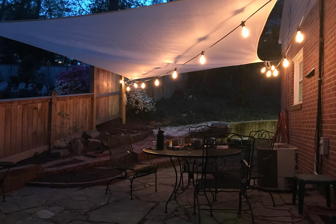 Patio lit with antique bulbs - Grad Student/ Professional Housing + $1,295 apartment for rent Fall 2024