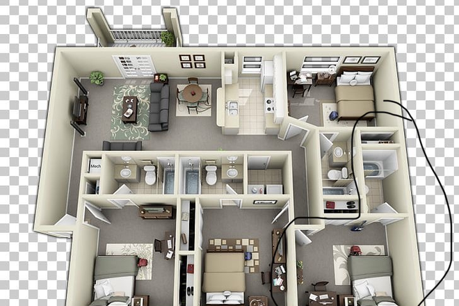 Circled bedroom is the one being sublet - Boardwalk at Alafaya Trail