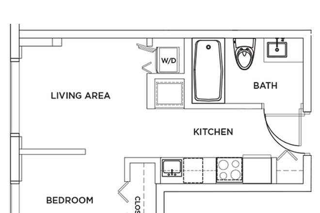 Bedroom, living area, kitchen, bathroom - Studio apartment at The One (FIU- off campus apartment)