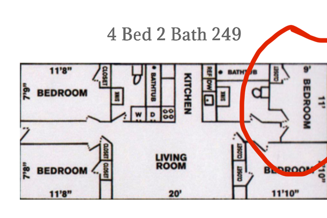 Bedroom C is the one circled in red. - New River Farms Apartment