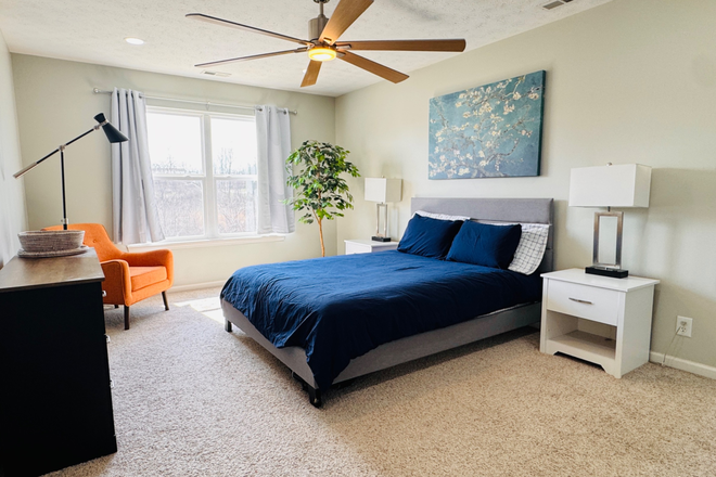 Main Bedroom - Summer Furnished 2 Bed / 1 Bath in West Lafayette | Garage + W/D + Wi-Fi | $1350 /month
