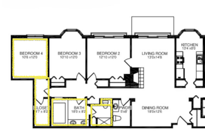 Floorplan (highlighted is your bedroom & bathroom) - 1700 Hinman 2026 Summer Sublet Available