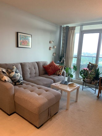 Living Room - Couch - Fully furnished 1 bedroom + 1 den near Scarborough Town Centre - Walking distance to all ameneties