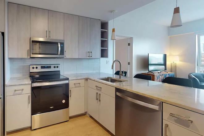 kitchen - Modern Packard's Corner 2 bed/2 bath for 9/1 - NO FEE!