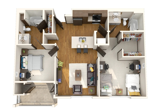 Floor Plan 2 x 2 - 2 Months Free & Waived Sec Dep. Private 1 Bdrm/Bath in 2 Bdrm Apt Highlander N Campus Male Occupancy