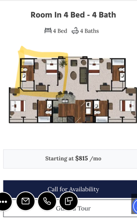 This is the exact unit layout. Fully furnished you have your own bathroom. - Proximity ODU Apartments