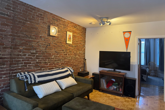 Living room - Heated one bedroom near Harvard Med. School. On T. No fee. For 9/1 or earlier. Apartments