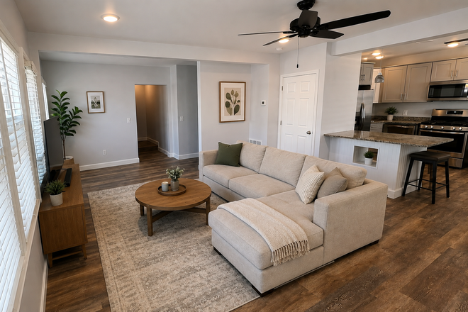 Living Room (Virtually Staged) - Spacious 3BR/2BA + Bonus Room in Little Italy - Near CWRU & University Circle Duplex