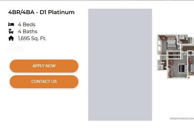 Floor Layout - Forest Lake Student Housing 4x4 All Female Unit