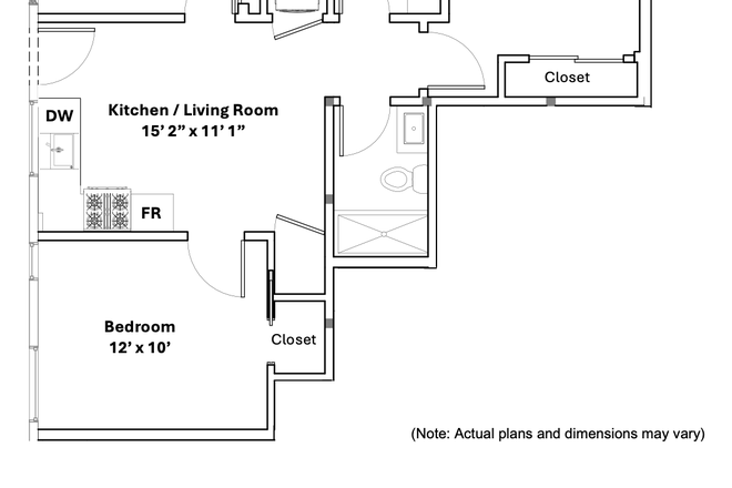 Floor Plan (Available Room on bottom left) - Looking for male sublet for unit ft. 2 male roomates/The View Apartments