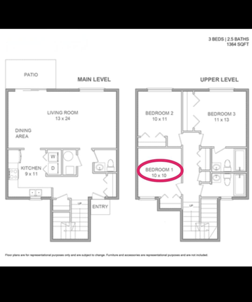 Floor plan - 1 Room available in a 3Bed 2.5bath townhouse