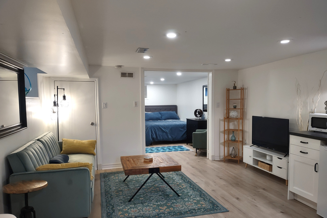 Unit Interior - Furnished 1-Bedroom Basement Apartment, Bloor/ Dufferin near subway