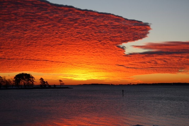 Sunrise from front lawn - STUNNING Beachfront Home -- York River, Gloucester Point