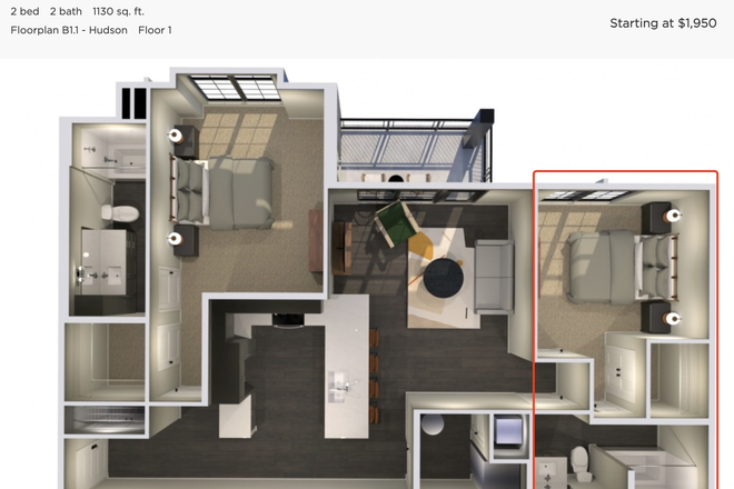 Quiet master bedroom with a private bathroom, located in a more tucked-away part of the apartment for extra privacy and less noise. - 2B2B Master Bedroom with Private Bath Near NCSU (Female Only)