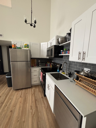 Kitchen with a great electric stove, microwave, oven, and dishwasher. Sink is equipped with garbage disposal as well. - Yugo River West 2 Bed 1.5 Bath Loft, Summer Rental