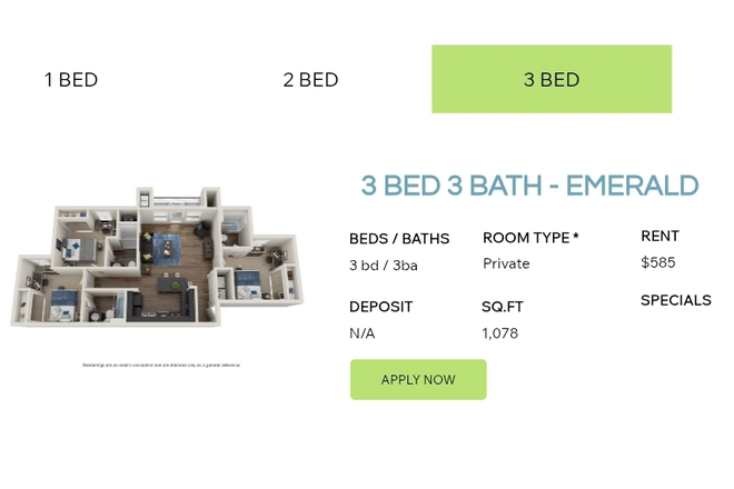Floorplan - Looking for Male Roommate $585/month+utilities at The Village - 3b/3ba