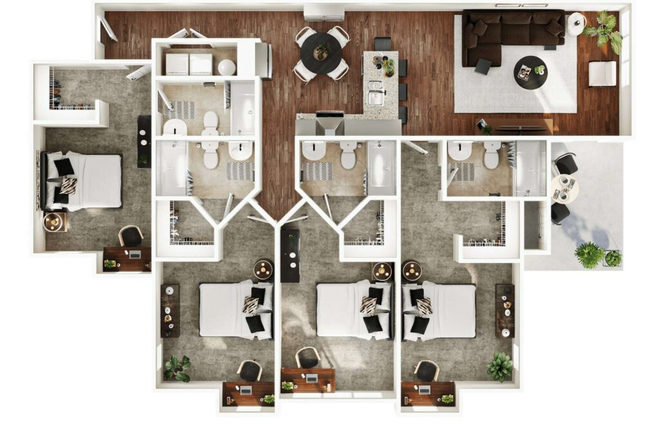 Unit floorplan - Arcadia Student Living Apartments