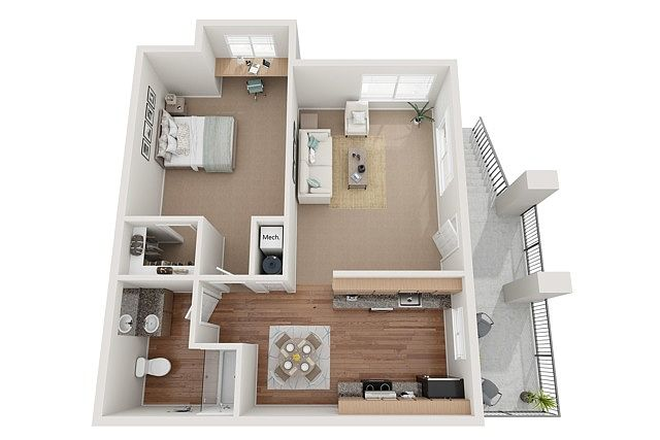 Whole Unit layout - 1 Bed 1 Bath Apartment