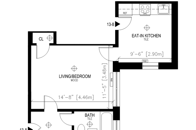Apartment floorplan - Spacious studio steps from Harvard campus, fully furnished, flexible dates May-August Apartments