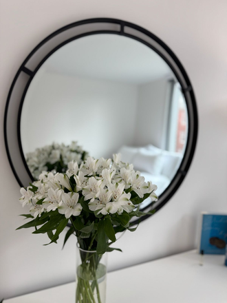 Bedroom -  Large wall mirror - Harvard Graduate Housing - Clean, Bright, and Airy - 2BR (1BR + office) Furnished Apartment