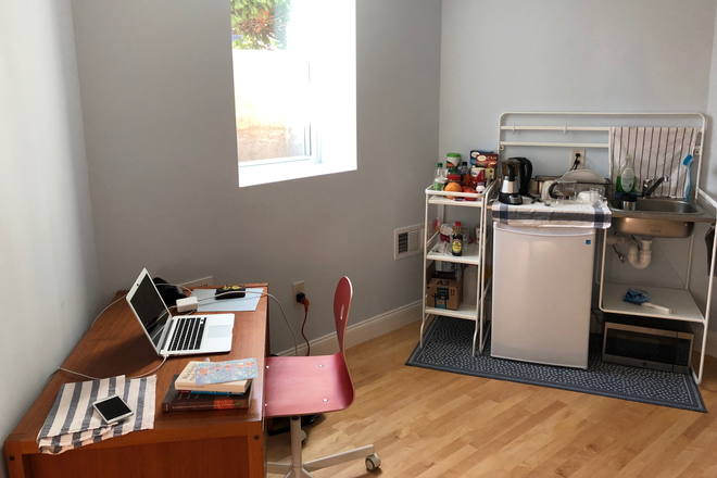 Kitchenette and desk - Studio in quiet Harvard Sq building. Private bathroom. All utilities, wifi included. Avail. June 1 Condo
