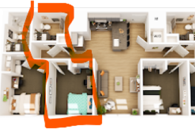 Room C in 4X4 set up - Union Apartments on the strip at a reduced rental rate!!
